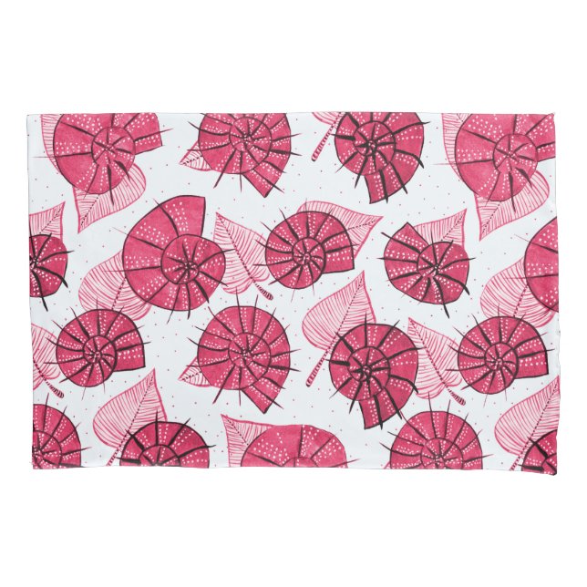 Pink Snails Pattern Girly Zoology Pillowcase (Front)