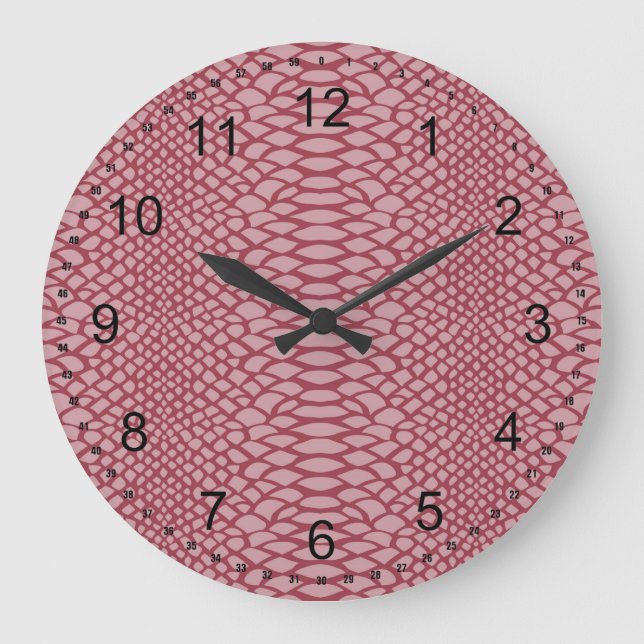 Pink Snake Print Large Clock (Front)