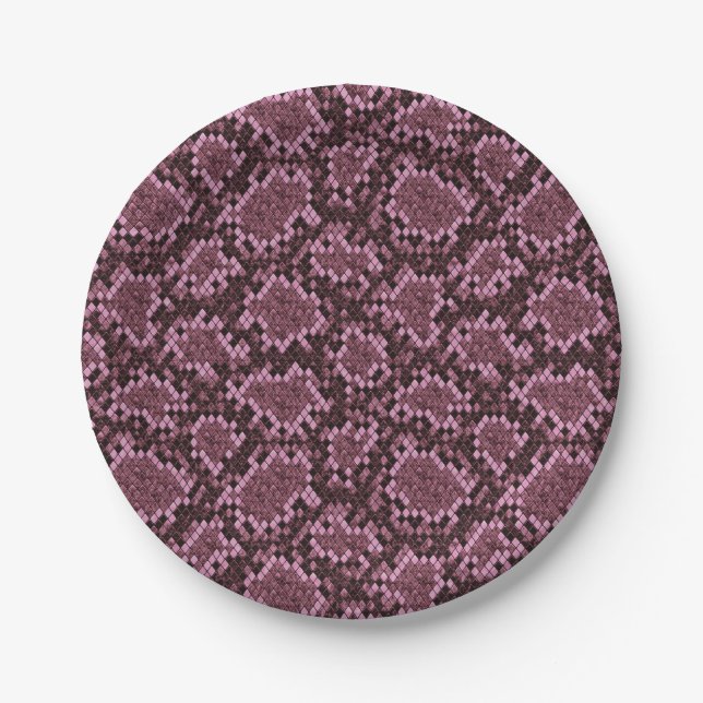 Pink Snake Print Paper Plate (Front)