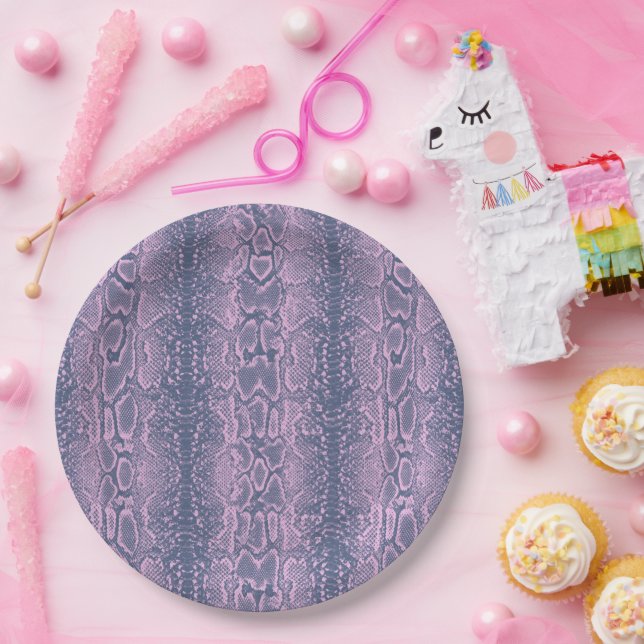 Pink Snake Skin Animal Print Paper Plate (Party)
