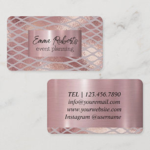 Pink Snake Skin Marble Classical Shining Business Card