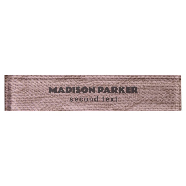 Pink Snakeskin Print  Desk Name Plate (Front)