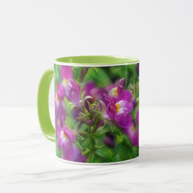 Pink Snapdragon Flowers Garden Art Mug Cup (Front Left)