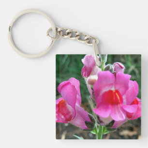 Pink Snapdragon Flowers Key Ring