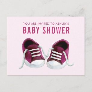 Pink Sneakers Baby Shower Invitation Postcard