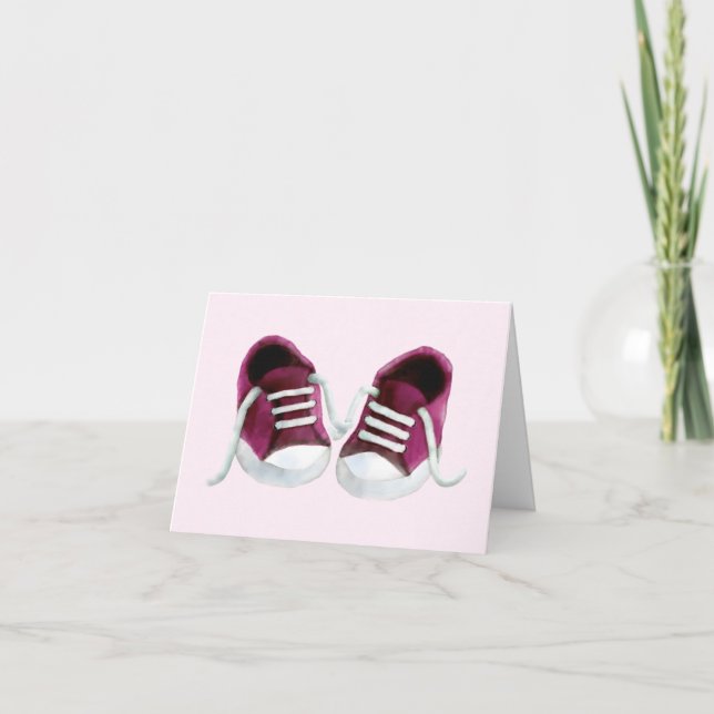 Pink Sneakers Baby Shower Thank You Cards (Front)