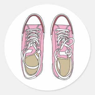 Pink sneakers classic round sticker