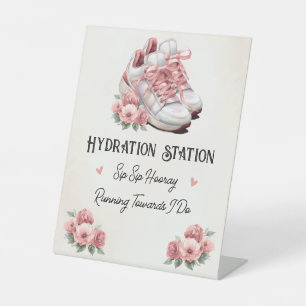 Pink Sneakers Floral Hydration Station Beverage Pedestal Sign