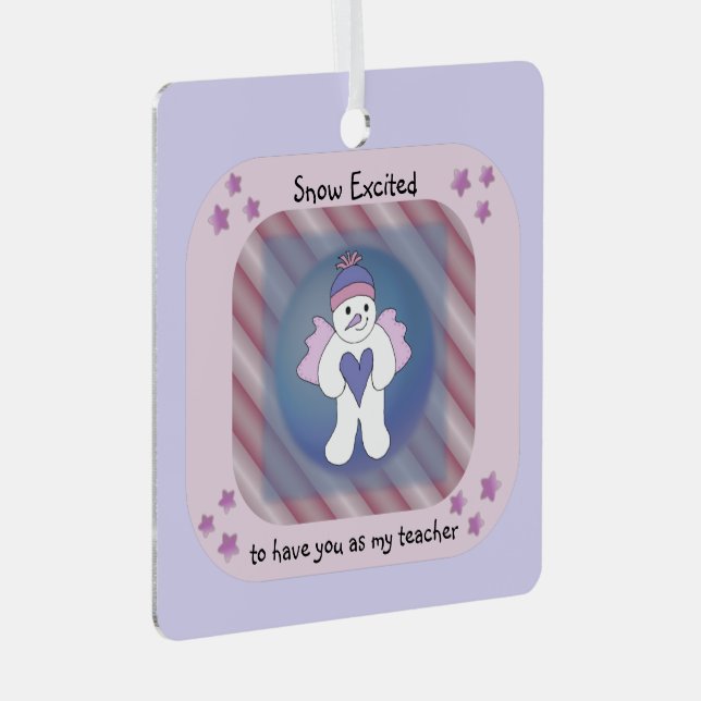 Pink Snow Angel Teacher Ceramic Ornament (Front Right)