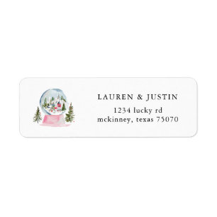Pink Snow Globe Return Address