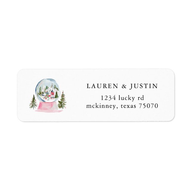 Pink Snow Globe Return Address (Front)