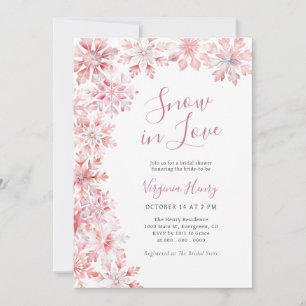 Pink Snow In Love Bridal Shower Invitation