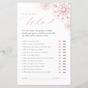 Pink Snow in Love Guess Who Bridal Shower Game