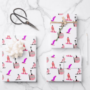 Pink Snowboard Snowboarding Wrapping Paper Sheet