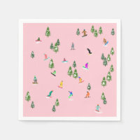 Pink Snowboarders Snowboarding Illustration    