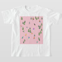 Pink Snowboarders Snowboarding Illustration