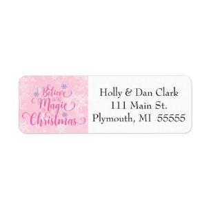 Pink Snowflake Address Label