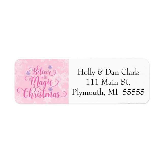 Pink Snowflake Address Label (Front)