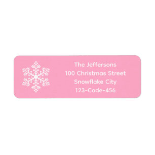 Pink Snowflake Address Labels