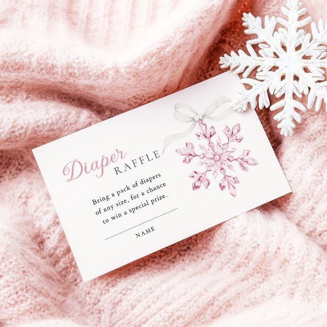 Pink Snowflake Baby Shower Diaper Raffle Enclosure Card (Creator Uploaded)