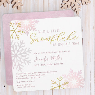 Pink Snowflake Baby Shower Invite   Winter Wonderl