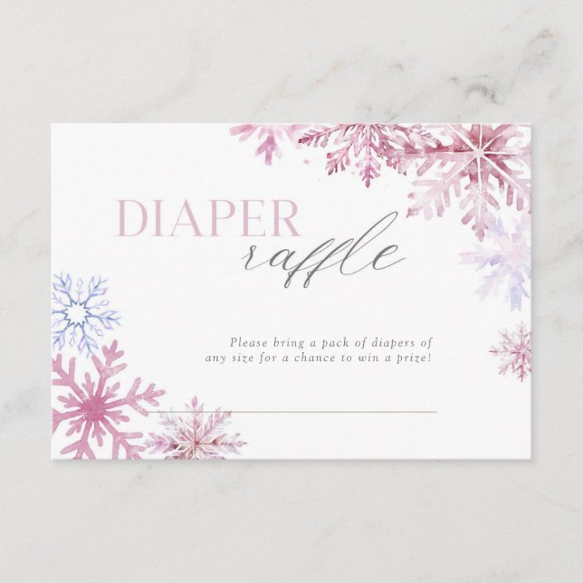 Pink Snowflake Baby Shower Raffle Card 3.5x5 (Front)