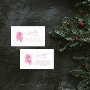 Pink Snowflake Ballerina Books For Baby Shower Enclosure Card