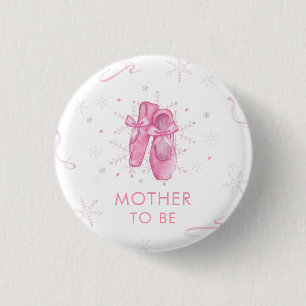 Pink Snowflake Ballerina Mother To Be Baby Shower 3 Cm Round Badge