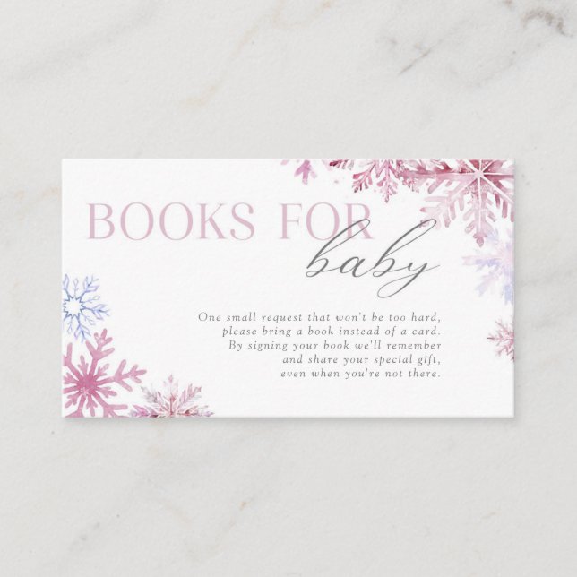 Pink Snowflake Books for Baby Insert Card 3.5x2 (Front)