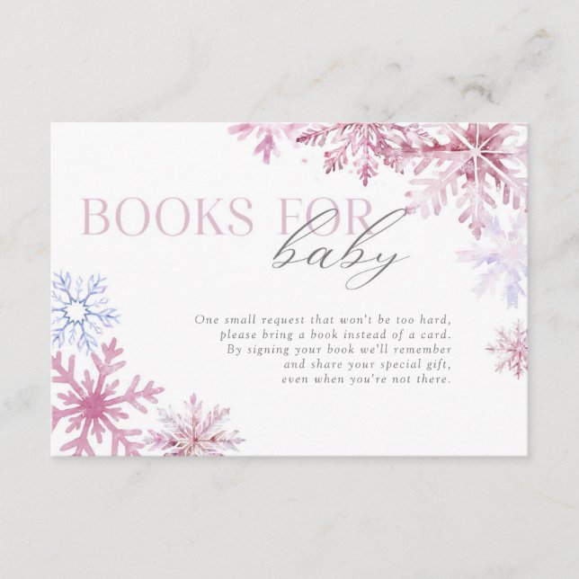 Pink Snowflake Books for Baby Insert Card 3.5x5 (Front)