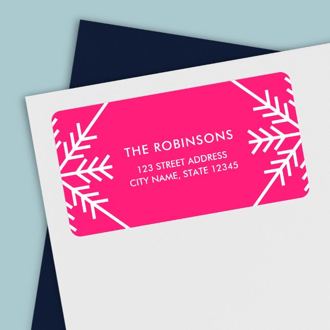 Pink Snowflake Border Return Address Label (Creator Uploaded)