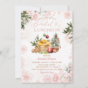 Pink Snowflake Bridal Luncheon Pancake & Cocoa  Invitation