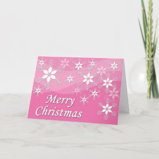 Pink Snowflake Christmas Card