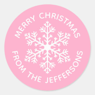 Pink Snowflake Christmas Stickers