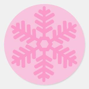 pink snowflake classic round sticker