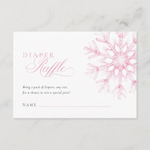 Pink Snowflake Diaper Raffle Ticket Enclosure Card