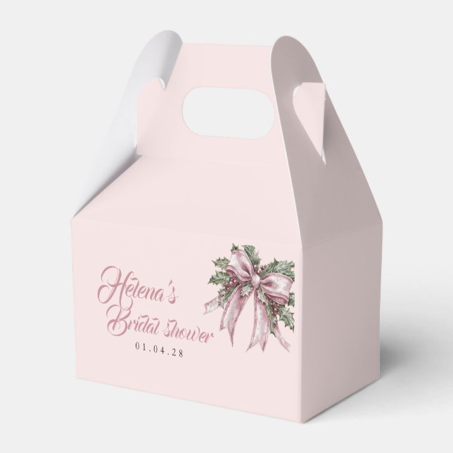 Pink Snowflake Favour Box | Winter Bridal Shower (Front Side)