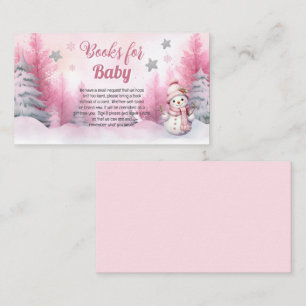 Pink Snowflake Girl Baby Shower Books for Baby Enclosure Card