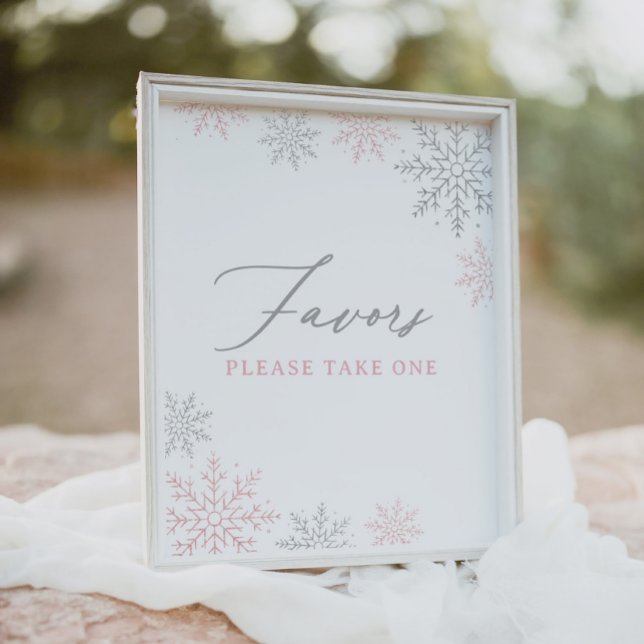 Pink Snowflake Girl Baby Shower Favours Sign (Creator Uploaded)