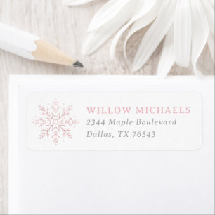 Pink Snowflake Girl Baby Shower Return Address