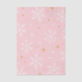 Pink Snowflake & Gold Sparkle Christmas  Tissue Paper