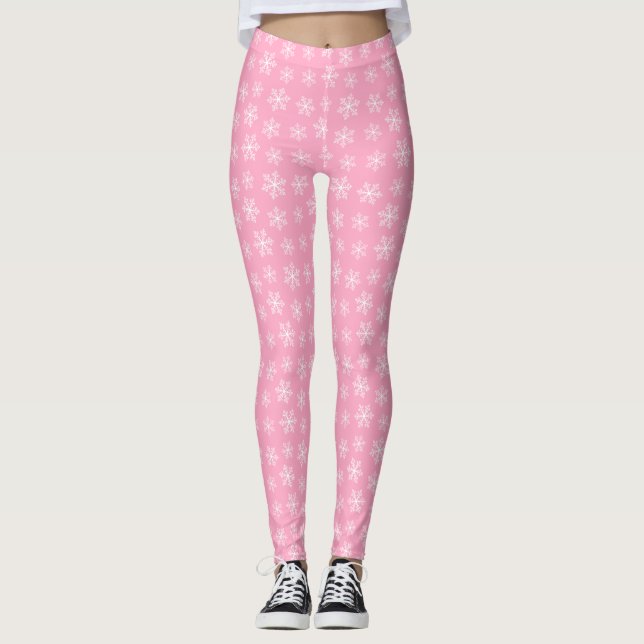 Pink Snowflake Leggings (Front)