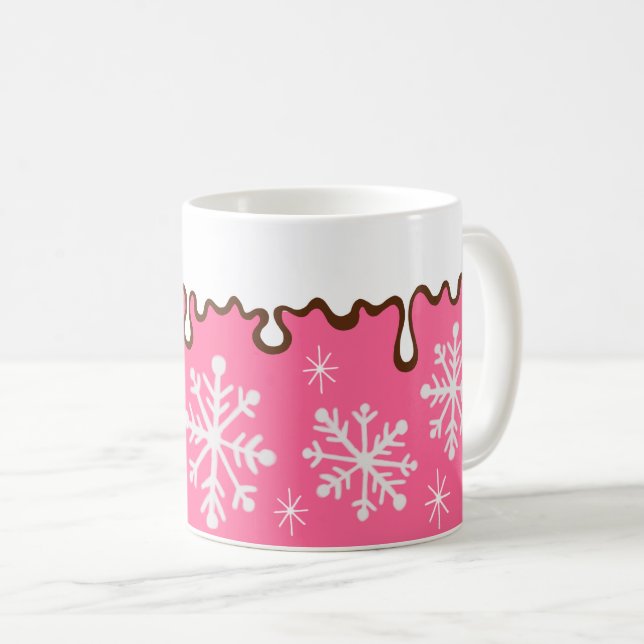 Pink Snowflake Mug (Front Right)