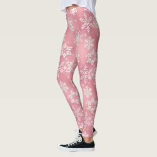 Pink snowflake pattern Christmas leggings