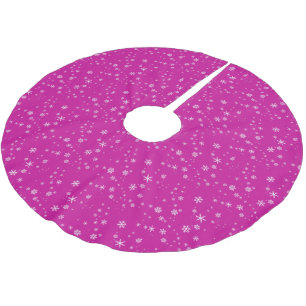 Pink Snowflake Pattern Winter Holidays Brushed Polyester Tree Skirt