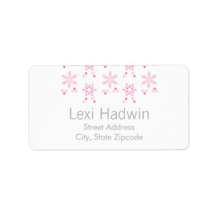 Pink Snowflake   Return Address Label