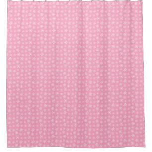 Pink Snowflake Shower Curtain