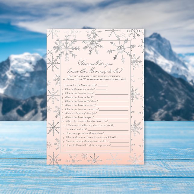 Pink Snowflake Who Knows Mummy Best Shower Game Invitation (Creator Uploaded)