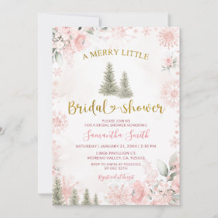 Pink Snowflake Winter A Merry Little Bridal Shower Invitation