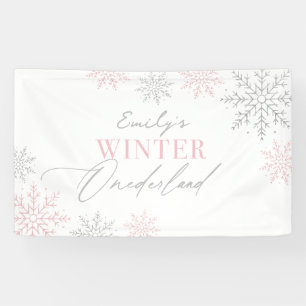 Pink Snowflake Winter Onederland 1st Birthday Banner